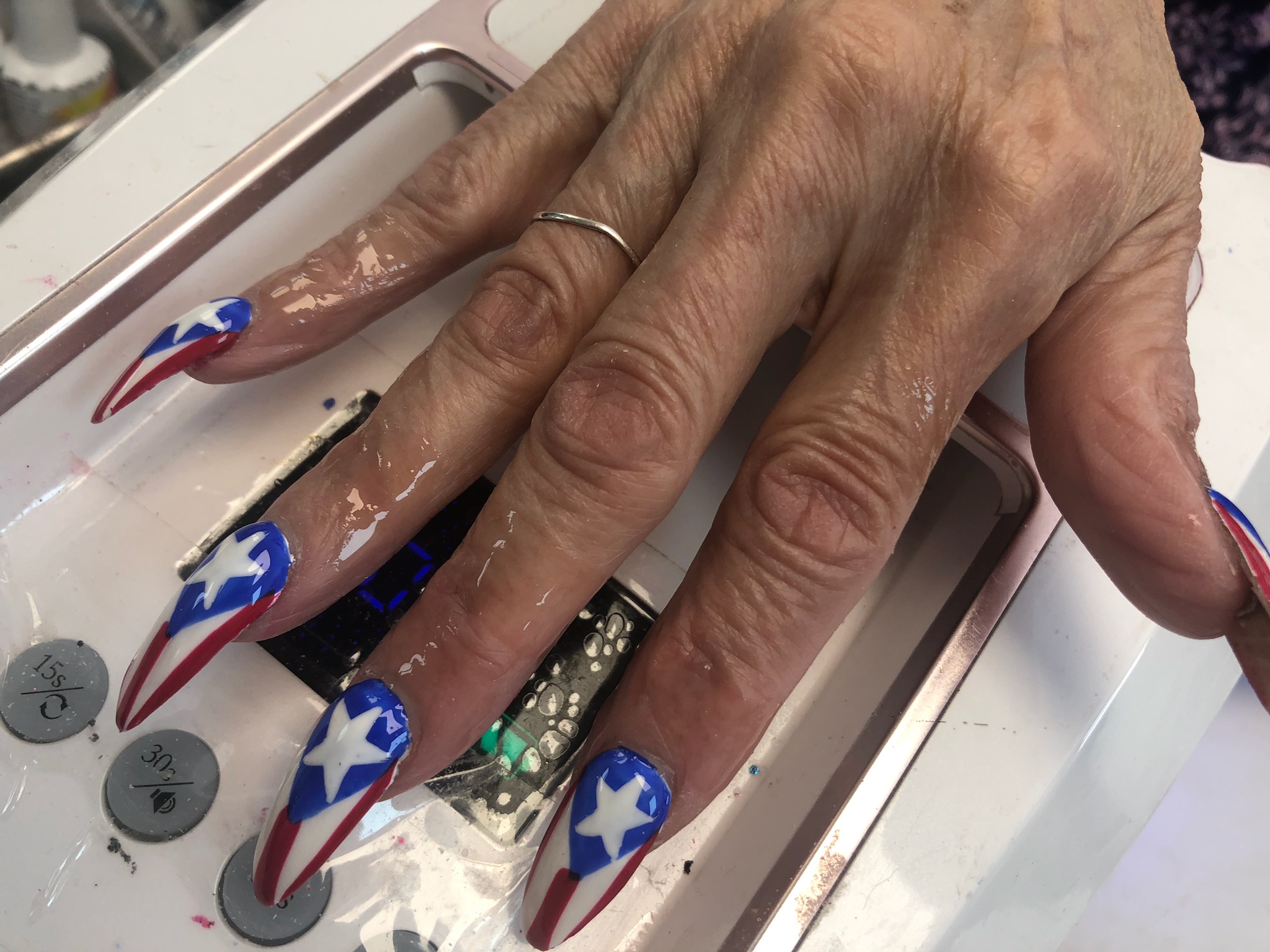 Classic white French tip almond nails